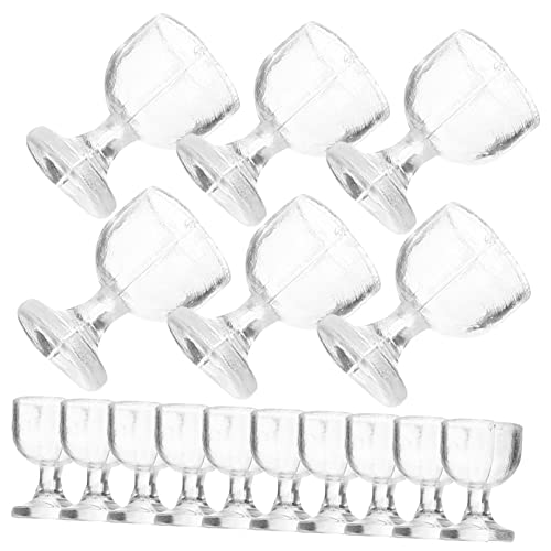 FRCOLOR 20 Stück Teiliges Mini Puppenhaus Zubehör Miniatur Wein und Champagnergläser Transparent Runde Basis für DIY Mikrolandschaft Fotografie und Spielspaß von FRCOLOR