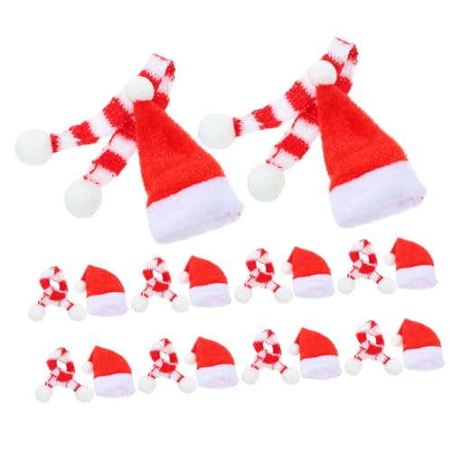 FRCOLOR 20 Stück Teiliges Mini Strick Weihnachtsmütze und Schal Handgefertigte Puppendeko in Rot Weiß Weihnachtliche Miniatur Dekoration für Zuhause Festliche Atmosphäre von FRCOLOR
