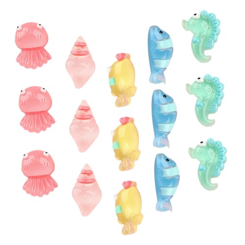 FRCOLOR 20 Stück Teiliges Miniatur Meerestiere Figuren aus Harz Luminous Ocean Animal Dekoration für Aquarien Miniatur Dollhouse und Gartenlandschaften von FRCOLOR