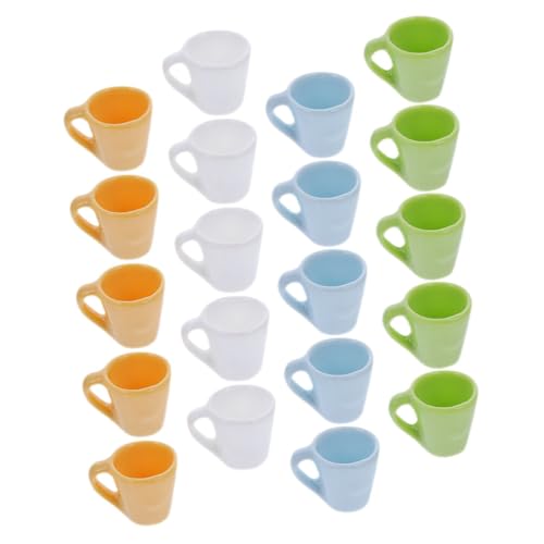 FRCOLOR 20 Stück Teiliges Miniatur Puppengeschirr Farbenfrohe Mini Tassen aus Resin Realistische Puppenhaus Zubehör Dekorative Mini Becher für Puppenhaus und Rollenspiele von FRCOLOR