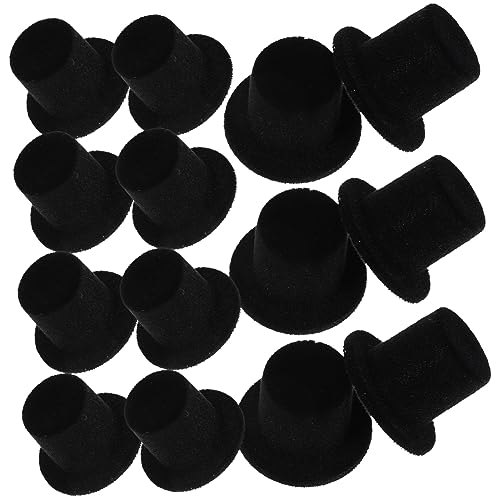 FRCOLOR 20 Stück Teiliges Miniatur Puppenhüte Kleine Schwarze Beflockte Mini Tops Hüte für Basteln Weihnachts und Halloween Dekoration DIY Puppenzubehör Langlebige Harzmaterialien von FRCOLOR
