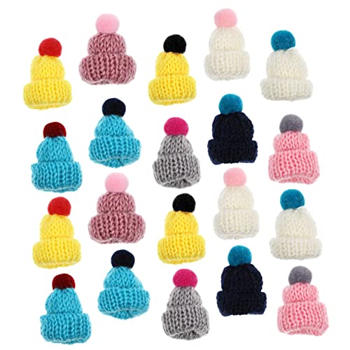 FRCOLOR 20 Stück Teiliges Miniatur Wollmützen Niedliche Strickmützen zum Basteln Wiederverwendbare Handwerks Deko für Puppen Weihnachtsbaum DIY Schmuck und Partydekoration Zufällige Farbe von FRCOLOR