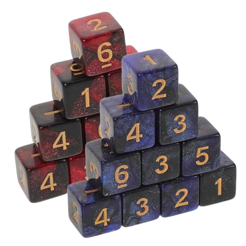 FRCOLOR 20 Stück Teiliges Tischspielwürfel- Zweifarbige Glänzende Galaxy Würfel Acryl Ersatzwürfel für Brettspiele Wargaming und Rollenspiele Schwarze und Rote Sowie Schwarze und Blaue von FRCOLOR