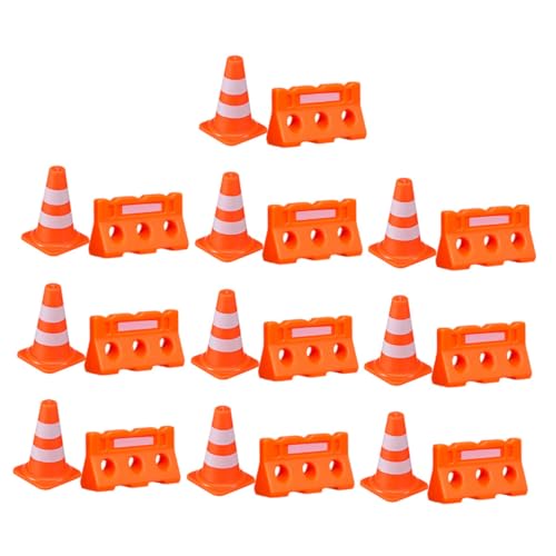 FRCOLOR 20 Stück Teiliges Verkehrszeichen Spielset aus Kindersicherem Kunststoff mit Mini Verkehrskegeln und Straßensperren Pädagogisches Lernspielzeug für Verkehrserziehung und Kreatives von FRCOLOR