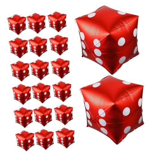 FRCOLOR 20 Stück Teiliges Würfel Folienballon Sechsseitige Wiederverwendbare Aluminium Deko Rote Kubische Partyballons für Männer Geburtstags und Themenfeiern Kreative Dekoration von FRCOLOR