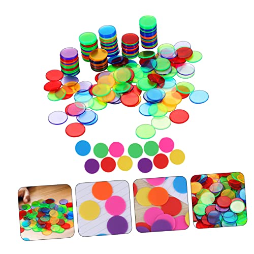 FRCOLOR 200 Stück Bunte Plastikspielchips Transparente und Einfarbige Zählchips für Mathe Lernen Gruppieren Zählen und Pokerabend Zubehör Robust und Vielseitig für Spiele und Unterricht von FRCOLOR