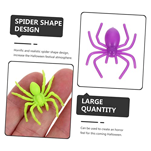 FRCOLOR 200 Stück Halloween Party Dekorationen Kleine Realistische Kunststoff Spinnen Langlebige Bunte Mini Fake Spiders für Gruselige Streich Requisiten und Party Zubehör von FRCOLOR