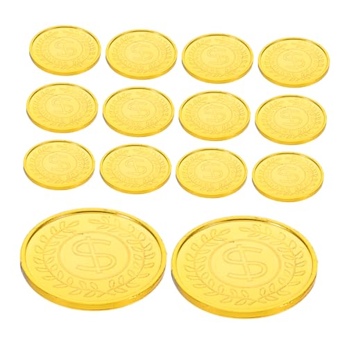 FRCOLOR 200 Stück Piratenmünzen Gold Kunststoff Spielmünzen für Schatzkisten Brettspiele Kinderspielzeug Rollenspiel Piratenparty Deko Schatzsuche Belohnung von FRCOLOR