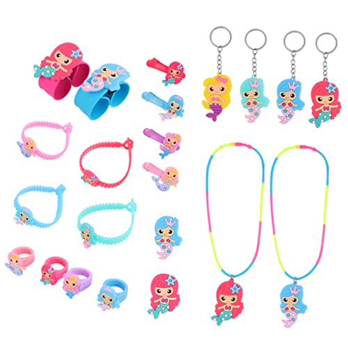 FRCOLOR 22 Stück Teiliges Meerjungfrau Schmuckset für PVC Material Bunte Ringe Armbänder Schlüsselanhänger und Haarschmuck als Partygeschenk und Kindergeburtstagsdeko für Zufällige Farbe FRCOLOR 22 Stück Teiliges Meerjungfrau Schmuckset für PVC Material Bunte Ringe Armbänder Schlüsselanhänger und Haarschmuck als Partygeschenk und Kindergeburtstagsdeko für Zufällige Farbe von FRCOLOR