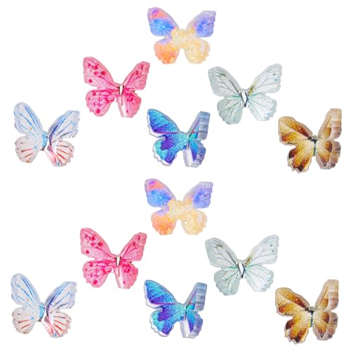 FRCOLOR 24 Stück Mini Schmetterlinge Teiliges Kleine Deko Figuren für Puppenhaus und Bonsai Lebendige Mikro Schmetterlingsornamente Kompakte Miniatur Landschaftsdekoration für Basteln und von FRCOLOR