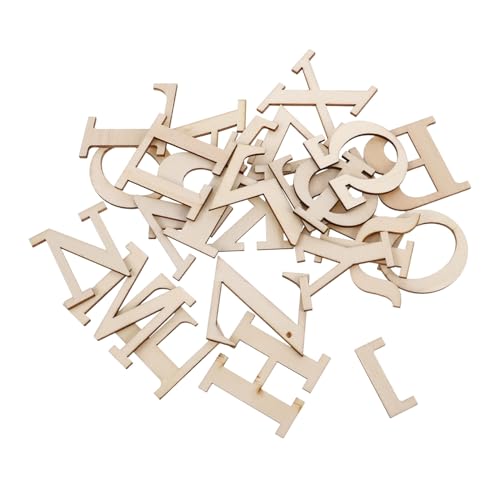 FRCOLOR 24 Stück Teiliges Alphabet Holzbuchstaben Set Unlackierte DIY Buchstaben für Kreatives Basteln Lernen Malen Dekoration und Projekte Große Buchstaben aus Natürlichem Holz von FRCOLOR