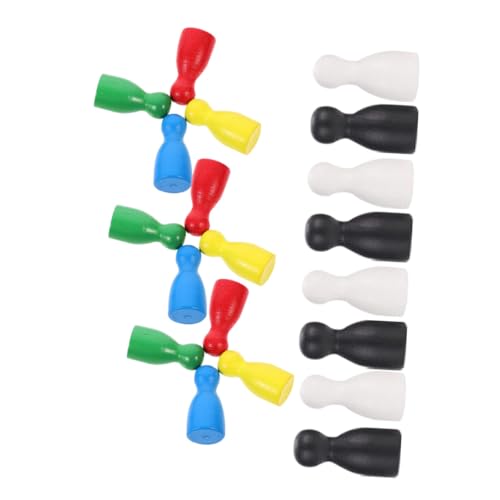 FRCOLOR 24 Stück Teiliges Holz Schachfiguren Kleine Spielfiguren für Schachbrett Bunte Brettspiel Zubehörteile Leicht Tragbar für Ersatzteile und Denkspiele Geeignet für Erwachsene von FRCOLOR