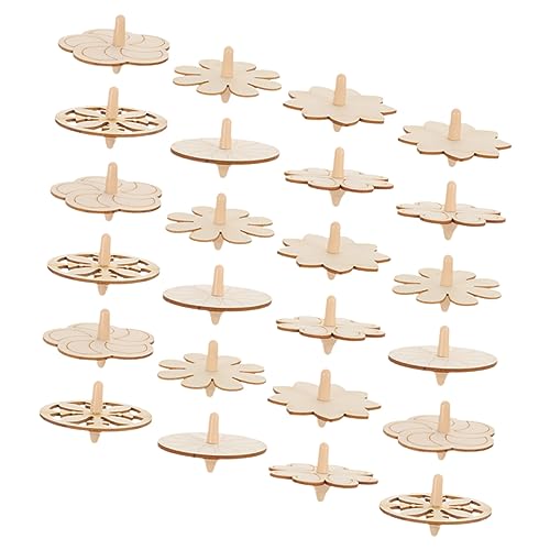 FRCOLOR 24 Stück Teiliges Holzkreisel Bastelset für Unbemalte Gyro Spielzeuge DIY Malspaß Sicherer Holz Fördert Hand Auge Koordination Gestaltbar für Jungen und Mädchen von FRCOLOR