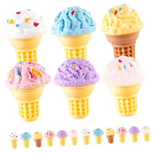 FRCOLOR 24 Stück Teiliges Mini Eiscreme Dekorationsset aus Resin Realistische Miniatur Eistüten für Puppenhaus DIY Handgefertigte Mini Szene Zubehör für von FRCOLOR