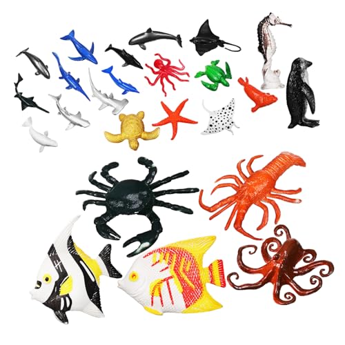 FRCOLOR 24 Stück Teiliges Mini Meerestiere aus Robustem Kunststoff Realistische Ozeanische Tierfiguren Platzsparend Pädagogisch für Lernspiel und Dekoration Geeignet von FRCOLOR
