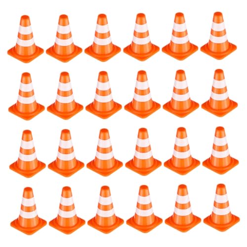 FRCOLOR 24 Stück Teiliges Mini Verkehrshütchen Orange Kindersicheres Design Realistische Mini Verkehrsschilder und Absperrungen Fördert Spielerisch Verkehrssicherheit und Motorische von FRCOLOR