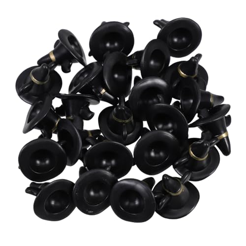 FRCOLOR 24 Stück Teiliges Miniatur Schwarze Kleine Hexenhüte Handgestrickt für Puppenhausdekoration Halloween Bastelprojekte Mini DIY Accessoires für Puppen und Schneemann Ornamente von FRCOLOR