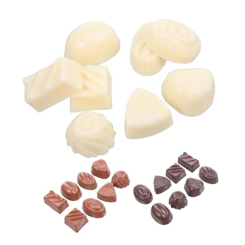 FRCOLOR 24 Stück Teiliges Realistisches Schokoladenmodell Künstliche Dessert Deko aus PVC Vielseitig für Schaufenster DIY Projekte Tischdekoration Schwarz Braun Weiß Lebensechte Attrappen von FRCOLOR