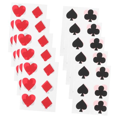 FRCOLOR 24 Stück Teiliges Selbstklebende Poker Karten Sticker im Retro Stil Starke Haftung Dekorative Party Aufkleber für Becher Kuchen Vielseitig Einsetzbar für Geburtstage und von FRCOLOR