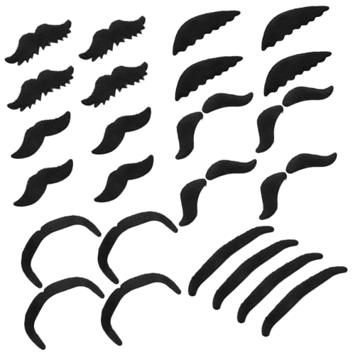 FRCOLOR 24 Stück Teiliges Selbstklebender Schwarzer Schnurrbärte und Falscher Schnurrbart Realistische Festival Mustache Sticker Wiederverwendbar Geeignet für Erwachsene und Party von FRCOLOR