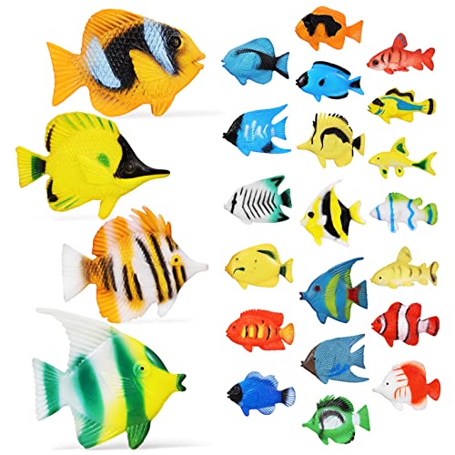 FRCOLOR 24 Stück Teiliges Tropische Fische Realistische Kunststoff Fischfiguren für Vorschulkinder Lernspielzeug Spaß und Geburtstagsdeko von FRCOLOR