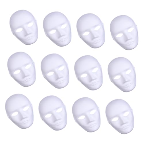 FRCOLOR 24 Stück Teiliges Weiße Papiermasken zum Bemalen DIY Halloween Vollgesichts Masken für Männer Atmungsaktive Papier Maskerade für Karneval Fasching Cosplay und Partys von FRCOLOR