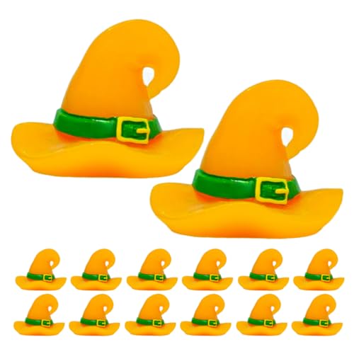 FRCOLOR 25 Stück Mini-Hexenhüte Aus Harz Halloween-Miniaturfiguren Winziger Hexenhut Für Halloween-Partys Gelb von FRCOLOR