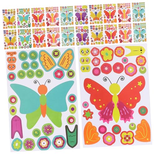 FRCOLOR 27 Blatt Teiliges DIY Schmetterlings Puzzle Aufkleber Bunte Cartoon Schmetterlinge Glatte Oberfläche Einfach zu Kleben Kreative Bastelsticker für Partydekoration und Persönliche von FRCOLOR
