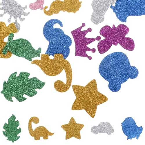 FRCOLOR 28Stücke Teiliges Glitzer Cartoon Aufkleber Selbstklebende Tieraufkleber aus Schaum für DIY Bastelprojekte Abnehmbar ohne Rückstände Vielfältig Einsetzbar Glatten von FRCOLOR