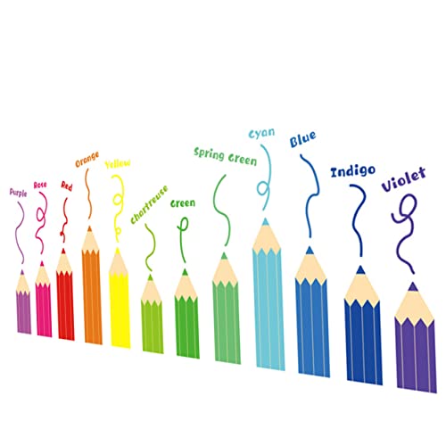 FRCOLOR 2Blätter Bleistift Wandaufkleber Bunte Wandtattoos für Kinderzimmer Spielzimmer und Kindergarten Selbstklebend Kreative Wanddeko für Fröhliche von FRCOLOR