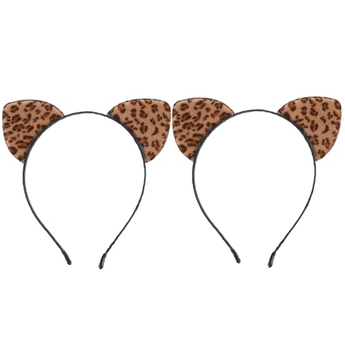 FRCOLOR 2Pcs Katzenohr Stirnbänder Cosplay Ohr Stirnband Leoparden Ohrstirnbänder Katzenohr Hair Hoops Halloween Party Kostüm Katze Frauen Haarband Cosplay von FRCOLOR
