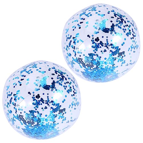 FRCOLOR 2Stücke Glitzernder Aufblasbarer Strandball Transparentes Wasserspielzeug mit Pailletten für Strand Pool und Indoor-spiel für Partys von FRCOLOR