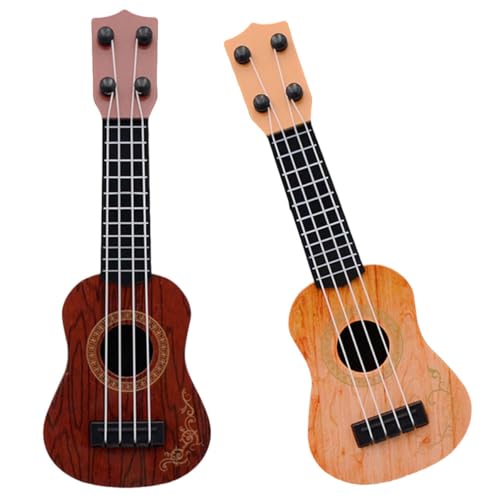 FRCOLOR 2Stücke Junge Mädchen Ukulele Musikinstrument für Frühe Bildung Realistische Mini Gitarre aus Sicherem für Musikspiel und Lernspielzeug für Gelb Braun von FRCOLOR