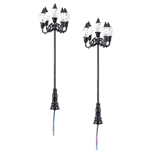 FRCOLOR 2Stücke Maßstab Schwarze LED Leuchten für Miniaturmodelle und Sandtisch Dekorationen Warmes Licht Langlebig und von FRCOLOR