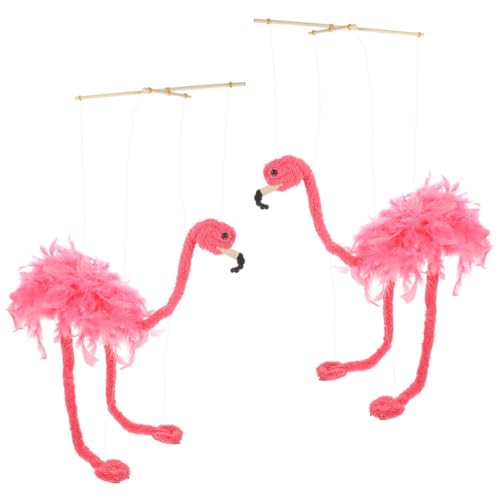 FRCOLOR 2Stücke Plüsch Flamingo Marionette Schnurpuppe Einzigartige Tierform Puppenspiel Requisite für Interaktives und Kreative Aufführungen von FRCOLOR