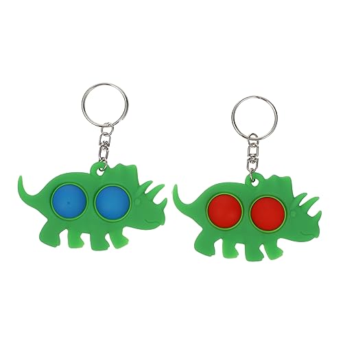 FRCOLOR 2Stücke Triceratops Dekompressionsspielzeug Schlüsselanhänger Silikon Kreative Fidget Ketten für Stressabbau Sortierten Farben von FRCOLOR