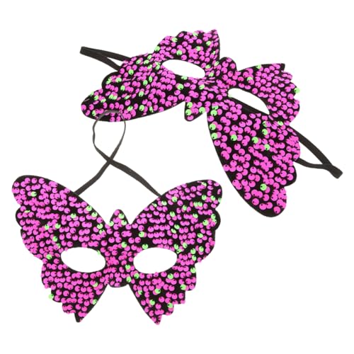 FRCOLOR 2Stücke Venezianische Schmetterling Maske mit Pailletten und Gummiband Halbgesichtsmasken für Halloween Karneval Abschlussball und Kostümpartys von FRCOLOR