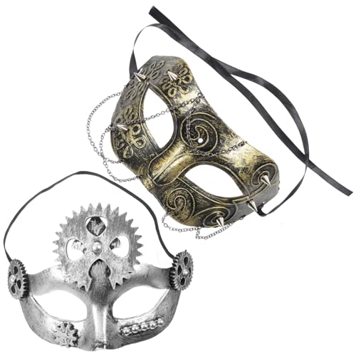 FRCOLOR 2st Augenmaske Halloween Gruselige Masken Voller Kopf Halloween-kostüm-requisiten Metallzahnradmaske Venezianische Maske Für Frauen Retro-gothic-maske Augenbinde Krone Plastik von FRCOLOR