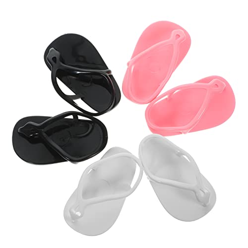 FRCOLOR 3 Paare Miniatur Puppen Hausschuhe Langlebige Kunststoff Sandalen Praktische Puppen Schuhe Passend für Vielseitige Anwendungsbereiche Bequeme Simulation Pantoffeln Zufällige Farbe von FRCOLOR
