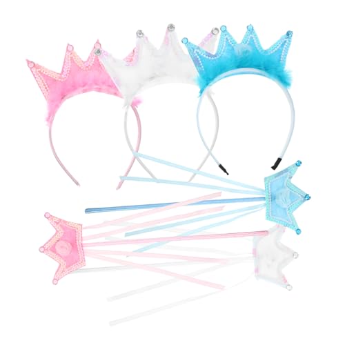 FRCOLOR 3 Sätze Kronen und Zauberstäbe für Mädchen Leichtes Komfortables Design Kreative Prinzessin Verkleidung für Halloween Weihnachten Geburtstagsfeiern und Rollenspiele von FRCOLOR