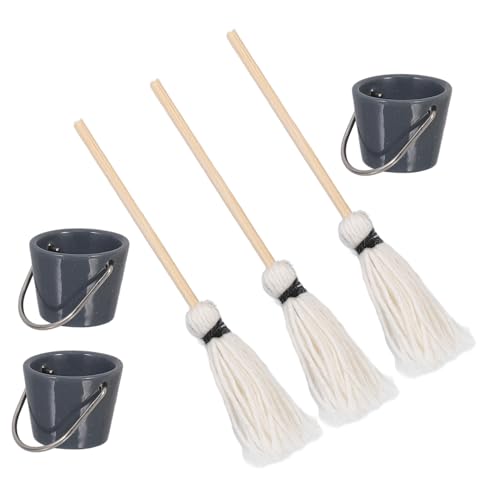 FRCOLOR 3 Sätze Miniatur Mop und Eimer Set Teilig für Puppenhaus Realistische Miniaturreiniger Detailreiche Mini Bucket Dekoration für Wohnzimmer Schlafzimmer Spielzimmer FRCOLOR 3 Sätze Miniatur Mop und Eimer Set Teilig für Puppenhaus Realistische Miniaturreiniger Detailreiche Mini Bucket Dekoration für Wohnzimmer Schlafzimmer Spielzimmer von FRCOLOR