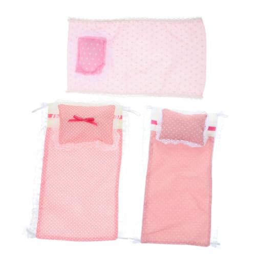 FRCOLOR 3 Sätze Miniatur Puppenbettwäsche Set Teilig mit Kissen Puppenhaus Zubehör für Puppenbett Dekoration Detailreich und Vielseitig für Individuelles Puppenhaus Schlafzimmer von FRCOLOR