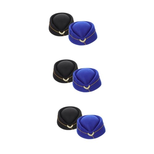 FRCOLOR 3 Sätze Stewardess Hut Stewardess Mütze Für Frauen Uv Uniform Erste Frauen Mütze Kappe Cosplay Performance-hut Flugbegleiterin Stewardess-mütze Kappe Flugmützen Gefühlt 2 Stück * 3 von FRCOLOR