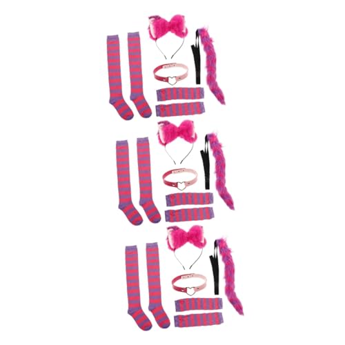 FRCOLOR 3 Sätze Stirnband mit Katzenohren Kleid Kostüm Schild einzigartige Haardekoration Cosplay-Kit Party weibliches Haarband Cosplay -Haarband Kunstpelz von FRCOLOR