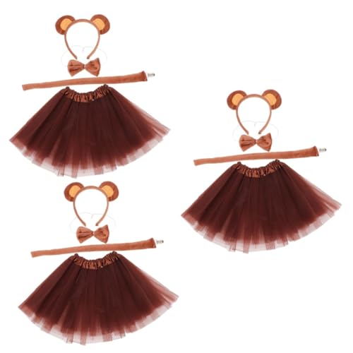FRCOLOR 3 Sätze Tierisches Bärenkostüm tierkostüme für tierkostüme für erwachsene Stirnbänder Partygeschenke tragen Bärenohren-Stirnband mit Bärenohren-Stirnband mit Fliege von FRCOLOR