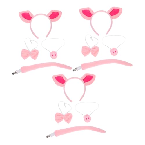 FRCOLOR 3 Satz Niedliches Schweine-kostüm Set mit Plüsch-ohren Stirnband Rosa Schweine-nase Schleife und Schweif Tierisches Halloween Kostüm für Party und Festliche Rollenspiele FRCOLOR 3 Satz Niedliches Schweine-kostüm Set mit Plüsch-ohren Stirnband Rosa Schweine-nase Schleife und Schweif Tierisches Halloween Kostüm für Party und Festliche Rollenspiele von FRCOLOR