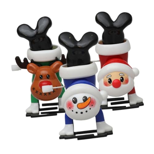 FRCOLOR 3 Stück Aufziehbare Weihnachtsfiguren aus Sicherem Material mit Lustigem Mechanismus Kleine Rentier Schneemann und Weihnachtsmann Spielzeuge als Weihnachtsstrumpf Füller und Party von FRCOLOR