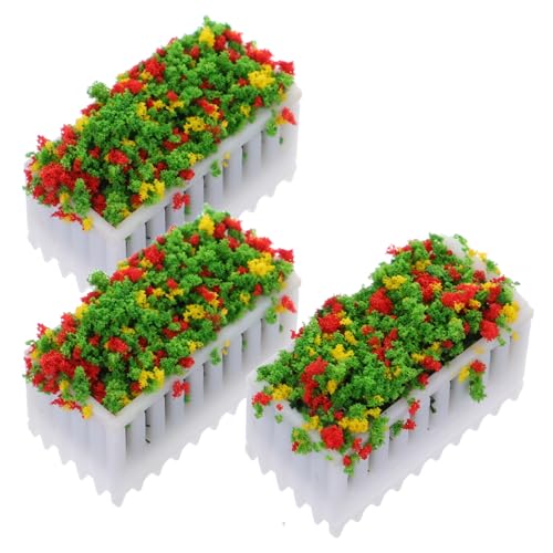 FRCOLOR 3 Stück Dreiteiliges Puppenhaus Miniaturpflanzen Bunte Blumenbeete für Mikrolandschaften und Dekorationen für DIY Projekte Garten und Puppenhauszubehör von FRCOLOR