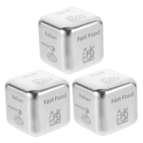 FRCOLOR 3 Stück Edelstahl Food Decision Dice Teilig Langlebige Dinner Würfel mit Klaren Symbolen Glatte Oberfläche Tragbar für Party Spiel und Einfache Essenswahl FRCOLOR 3 Stück Edelstahl Food Decision Dice Teilig Langlebige Dinner Würfel mit Klaren Symbolen Glatte Oberfläche Tragbar für Party Spiel und Einfache Essenswahl von FRCOLOR