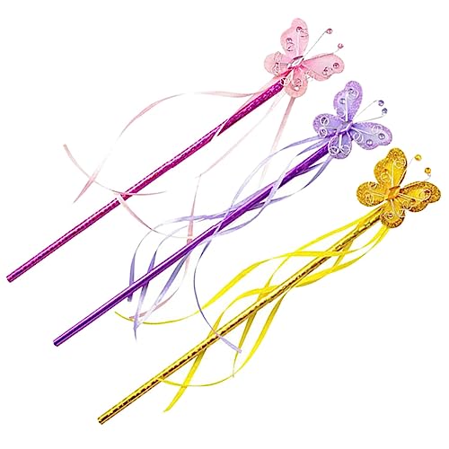 FRCOLOR 3 Stück Feenstäbe für Mädchen Schmetterlings Cosplay Requisiten für Geburtstagsfeiern und Verkleidungspartys Gold von FRCOLOR
